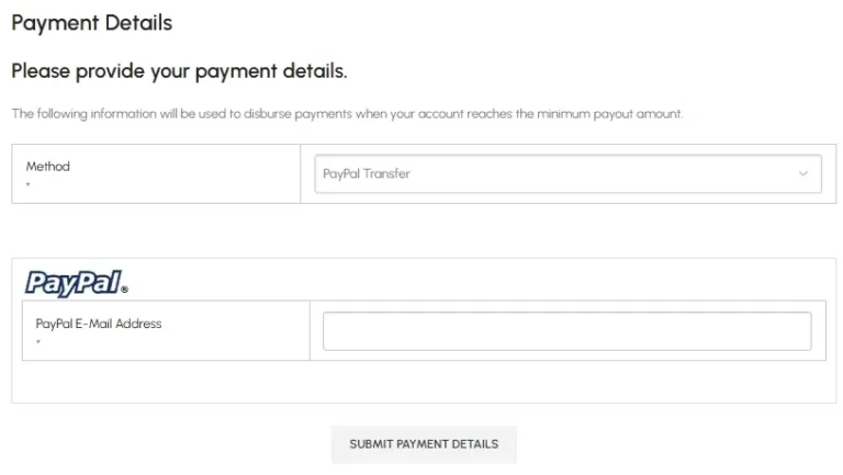 affiliate 5 confirm Paypal account